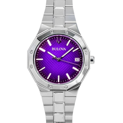 Montre femme Bulova Prestige en acier inoxydable, cadran violet, quartz, 96M168, 100 m