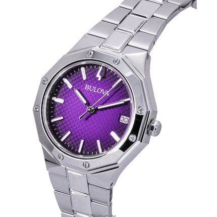 Montre femme Bulova Prestige en acier inoxydable, cadran violet, quartz, 96M168, 100 m