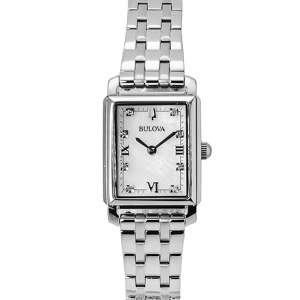 Montre femme Bulova Sutton Classic, acier inoxydable, diamants, cadran nacré, quartz, 96P244