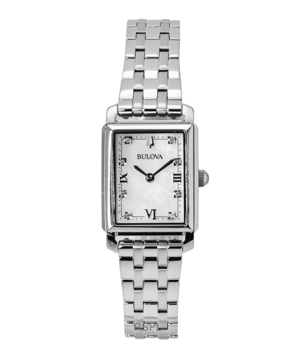 Montre femme Bulova Sutton Classic, acier inoxydable, diamants, cadran nacré, quartz, 96P244