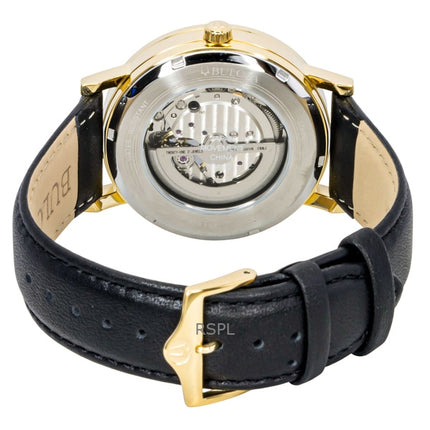 Montre homme Bulova American Clipper, bracelet cuir, cadran noir, automatique, référence 97A154