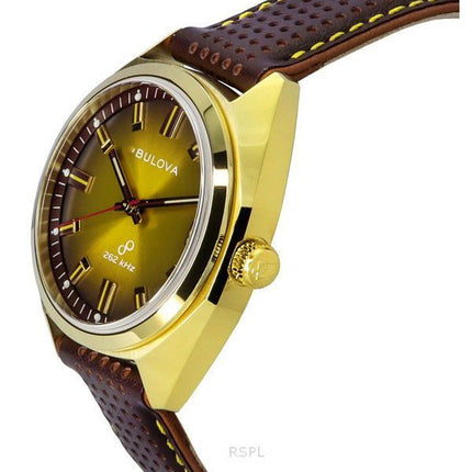 Montre homme Bulova Jet Star avec bracelet en cuir et cadran doré 97B214