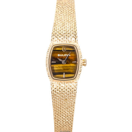 Montre femme Bulova Goddess Of Time en acier inoxydable doré rose, cadran marron, mouvement à quartz 97L185