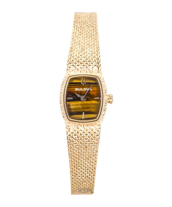 Montre femme Bulova Goddess Of Time en acier inoxydable doré rose, cadran marron, mouvement à quartz 97L185