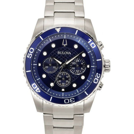 HORS Montre Homme Bulova Essentials Chronographe Acier Inoxydable Cadran Bleu Quartz 98A209 100M