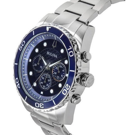 HORS Montre Homme Bulova Essentials Chronographe Acier Inoxydable Cadran Bleu Quartz 98A209 100M