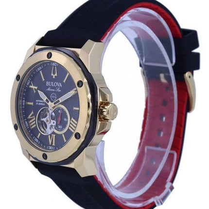 Montre homme Bulova Marine Star Open Heart à cadran noir, automatique, étanche à 200 m, remise à neuf