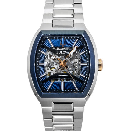 Montre Bulova Maquina pour homme, cadran bleu, acier inoxydable, automatique, 98A319
