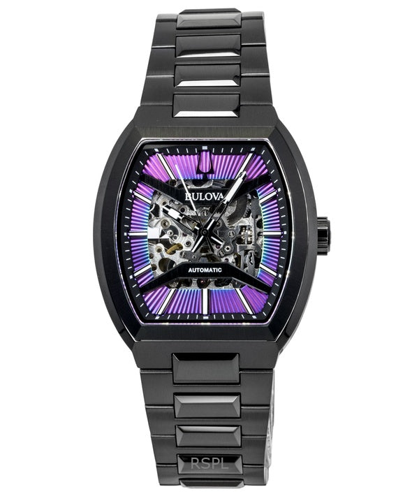 Montre homme Bulova Maquina 98A320 en acier inoxydable multicolore à cadran semi-squelette et mouvement automatique