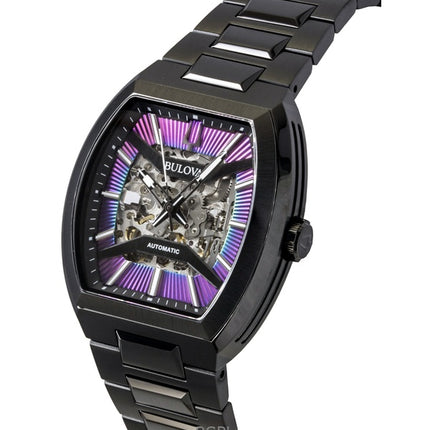 Montre homme Bulova Maquina 98A320 en acier inoxydable multicolore à cadran semi-squelette et mouvement automatique