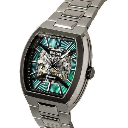 Montre homme Bulova Maquina 98A321, cadran squelette vert, automatique, en acier inoxydable