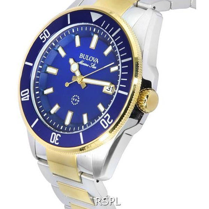 Montre homme Bulova Marine Star bicolore à bracelet, cadran bleu et mouvement à quartz 98B334, étanche à 100 m, reconditionnée