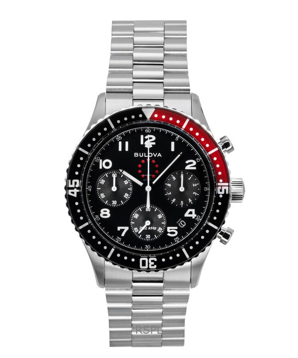 Montre de plongée Bulova Marine Star Heritage édition spéciale chronographe à quartz avec cadran noir 98B451 200 m pour homme