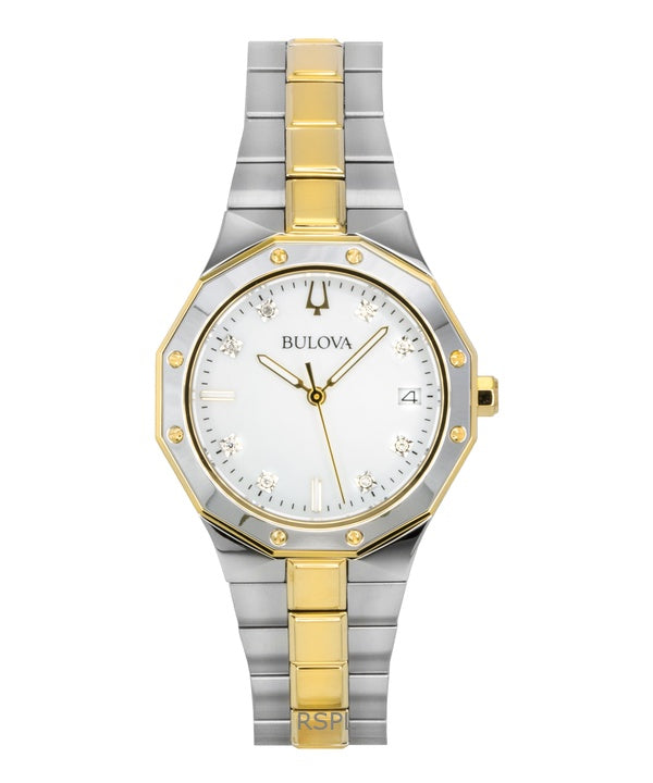 Montre femme Bulova Prestige en acier inoxydable, cadran nacre, quartz, 98P234, 100 m