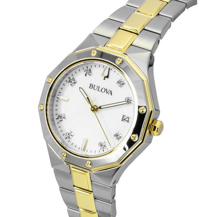 Montre femme Bulova Prestige en acier inoxydable, cadran nacre, quartz, 98P234, 100 m
