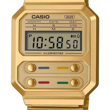 Montre pour femme Casio Youth Vintage en acier inoxydable numérique A100WEG-9A A100WEG-9