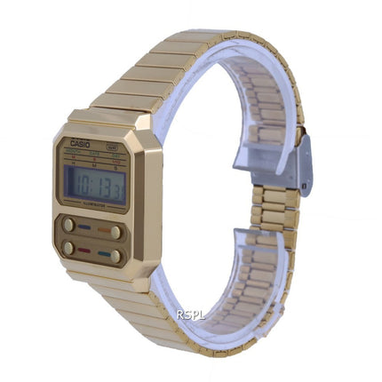 Montre pour femme Casio Youth Vintage en acier inoxydable numérique A100WEG-9A A100WEG-9