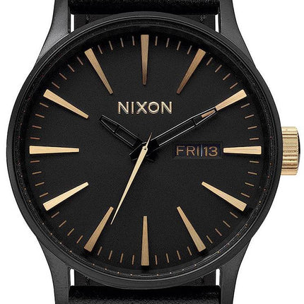 Montre Nixon Quartz Sentry cuir noir A105-1041-00 homme