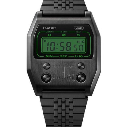 Casio Vintage Digital Black Ion Plaqué Acier inoxydable Quartz A1100B-1 Montre unisexe