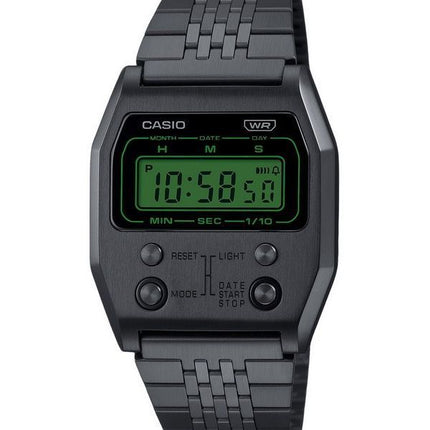 Casio Vintage Digital Black Ion Plaqué Acier inoxydable Quartz A1100B-1 Montre unisexe