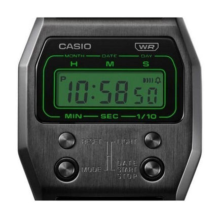 Casio Vintage Digital Black Ion Plaqué Acier inoxydable Quartz A1100B-1 Montre unisexe