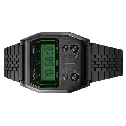 Casio Vintage Digital Black Ion Plaqué Acier inoxydable Quartz A1100B-1 Montre unisexe