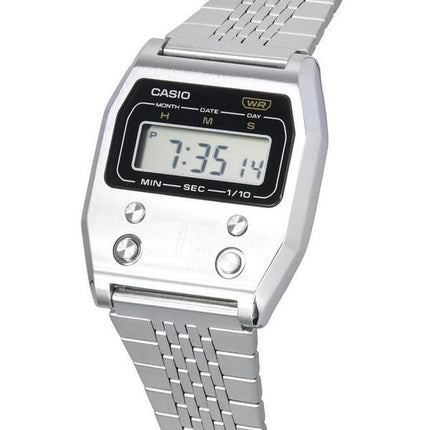 Casio Vintage Digital Quartz en acier inoxydable A1100D-1 Montre unisexe