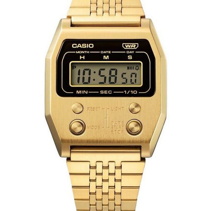 Casio Vintage Digital Gold Plaqué Ion Acier inoxydable Quartz A1100G-5 Montre unisexe