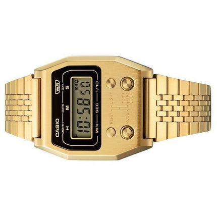 Casio Vintage Digital Gold Plaqué Ion Acier inoxydable Quartz A1100G-5 Montre unisexe