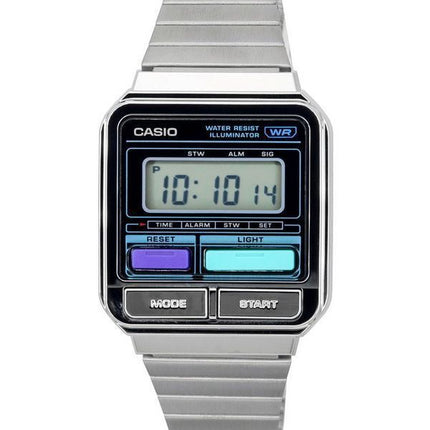 Casio Vintage Digital Bracelet en acier inoxydable Quartz A120WE-1A Montre unisexe
