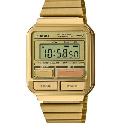 Casio Vintage Digital Gold Plaqué Ion Acier inoxydable Quartz A120WEG-9A Montre unisexe