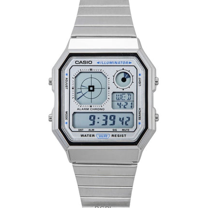 Montre Casio Vintage Digital Quartz A130WE-7A unisexe en acier inoxydable