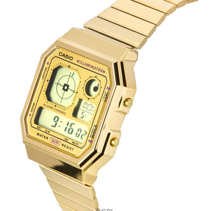 Montre Casio Vintage Digital Quartz A130WEG-9A unisexe en acier inoxydable