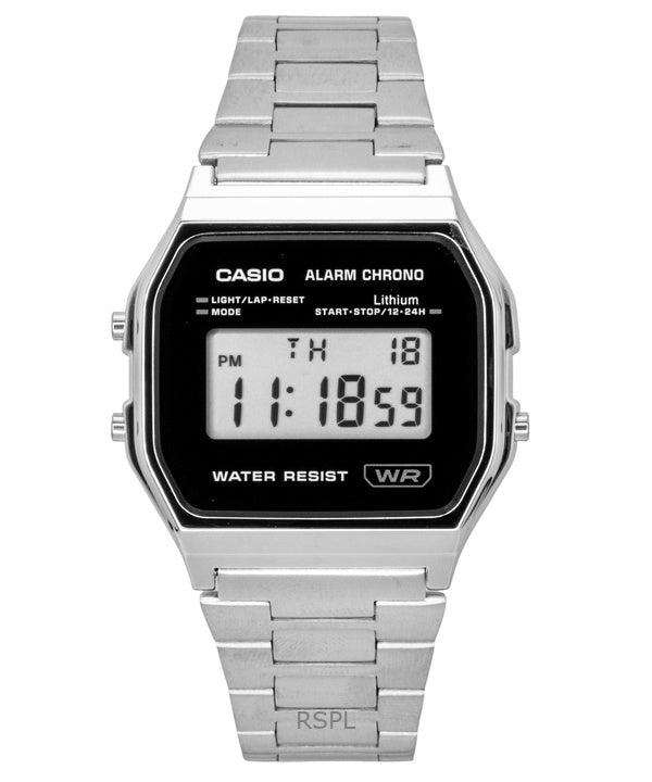 Montre Casio Vintage Digital Quartz en acier inoxydable A158WEA-1 Unisexe