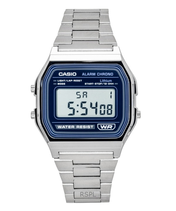 Montres Casio Vintage Digital Quartz en acier inoxydable A158WEA-2 unisexes