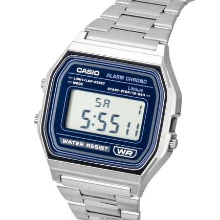 Montres Casio Vintage Digital Quartz en acier inoxydable A158WEA-2 unisexes