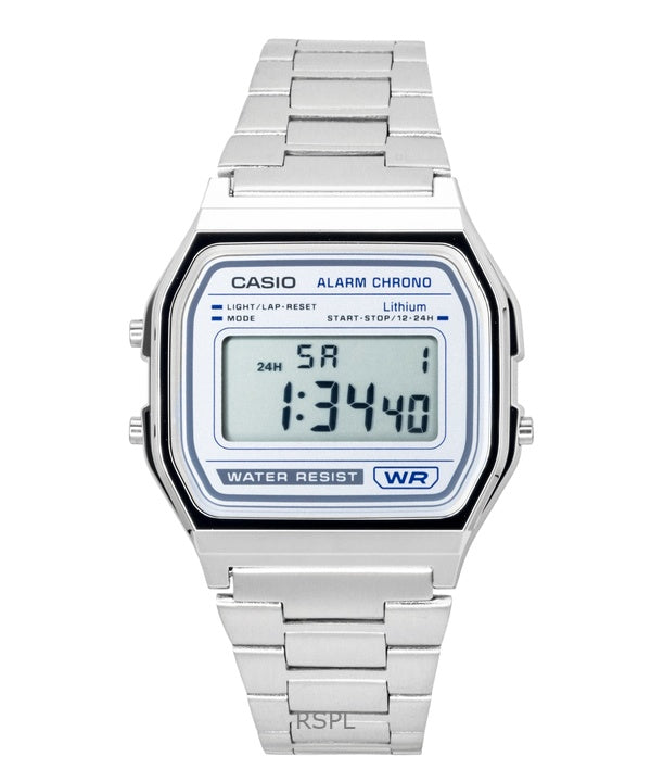 Montre Casio Vintage Digital Quartz en acier inoxydable A158WEA-7 unisexe