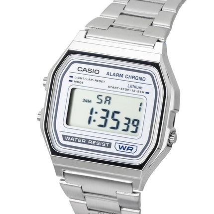 Montre Casio Vintage Digital Quartz en acier inoxydable A158WEA-7 unisexe