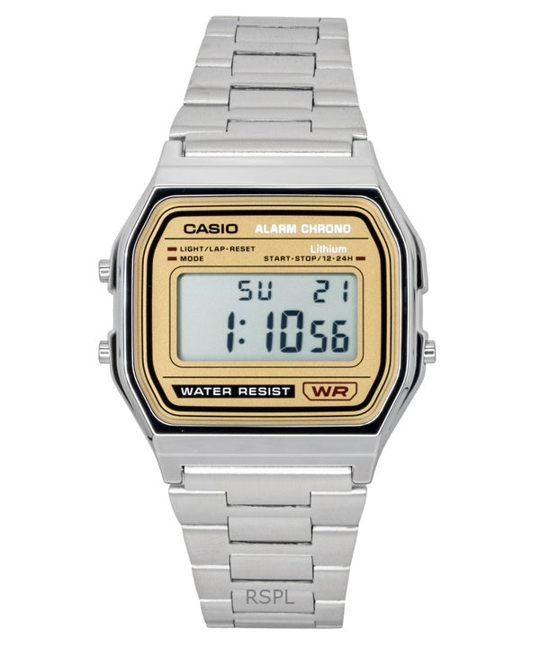 Montre Casio Vintage Digital Quartz en acier inoxydable A158WEA-9 unisexe