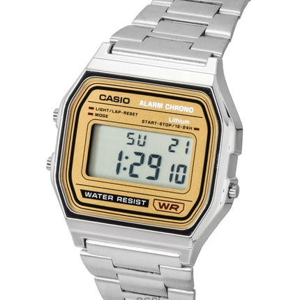 Montre Casio Vintage Digital Quartz en acier inoxydable A158WEA-9 unisexe