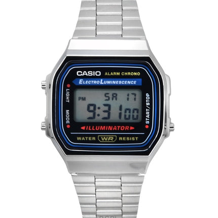 Casio Digital alarme Chrono acier inoxydable A168WA-1WDF A168WA-1W montre unisexe
