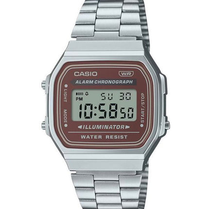 Montre Casio Vintage numérique en acier inoxydable avec bracelet à quartz A168WA-5A pour homme