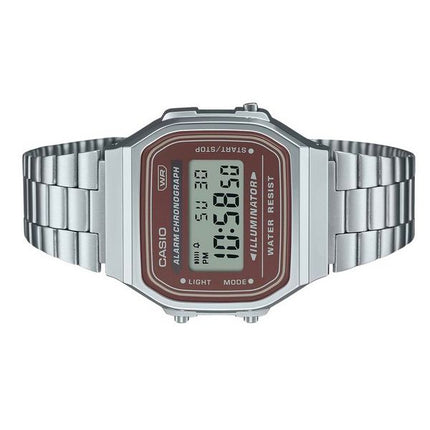 Montre Casio Vintage numérique en acier inoxydable avec bracelet à quartz A168WA-5A pour homme