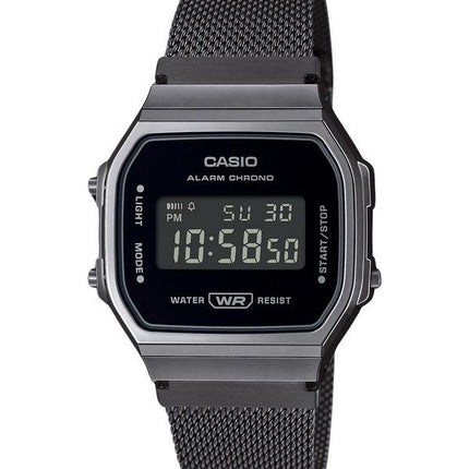 Casio Vintage Digital Bracelet en maille d&#39,acier inoxydable Quartz A168WEMB-1B Montre unisexe