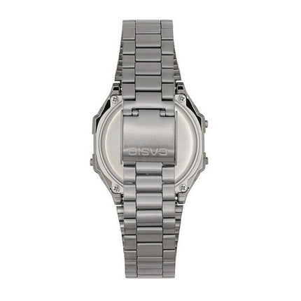 Casio Vintage Digital Bracelet en acier inoxydable Cadran noir Quartz A168WGG-1B Montre unisexe