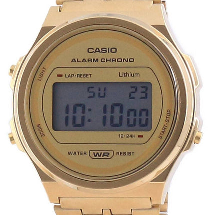 Montre unisexe Casio Youth Vintage en acier inoxydable numérique A171WEG-9A en acier inoxydable