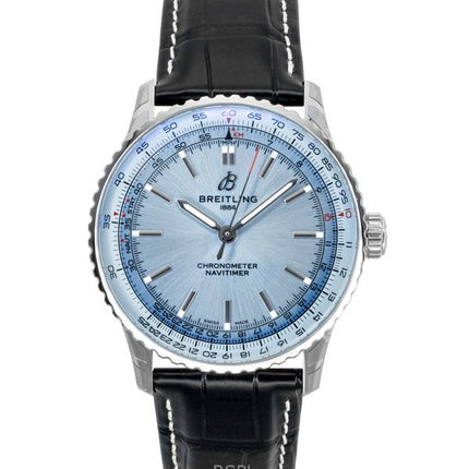 Montre homme Breitling Navitimer automatique avec bracelet en cuir et cadran bleu glacier A17329171C1P1
