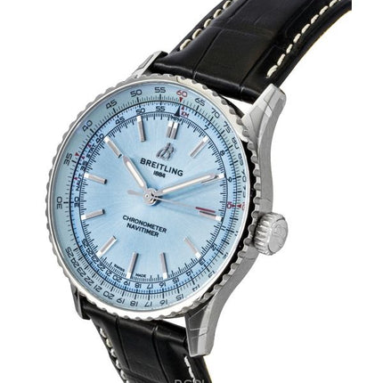 Montre homme Breitling Navitimer automatique avec bracelet en cuir et cadran bleu glacier A17329171C1P1