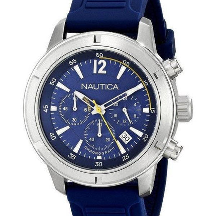 Nautica chronographe cadran bleu Silicone bracelet A17652G montre homme