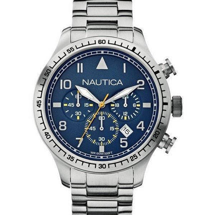 Nautica chronographe cadran bleu acier inoxydable A18713G montre homme